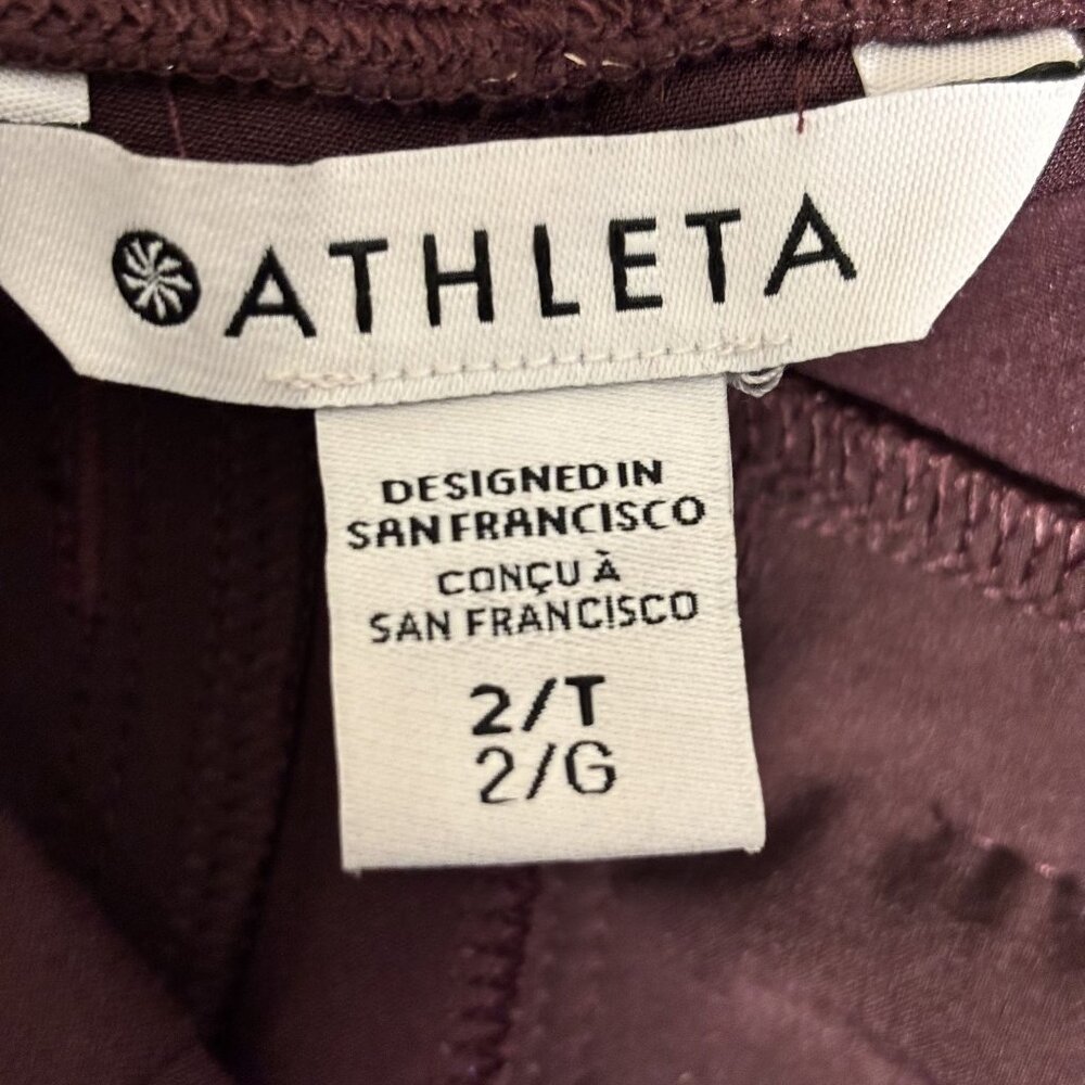 Athleta Endless Satin Side Stripe Spiced Cabernet Burgundy Pants Size 2 - Picture 6 of 14